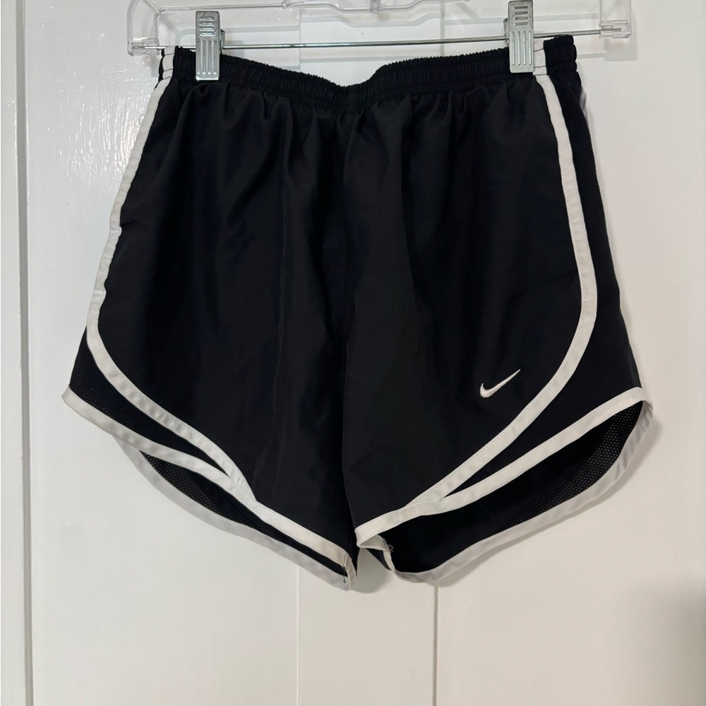 Nike Women's Black and White Dri-Fit Athletic Shorts with built in liner
